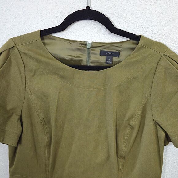 J.Crew Fitted Sheath Cotton Blend Stretch Tuscan Olive Size 14 - Picture 5 of 10